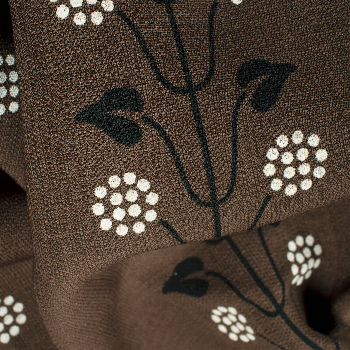 Carob Brown And Black Floral Pattern Screen Print Inbox Fabric (Width 56 Inches) - Fabcurate