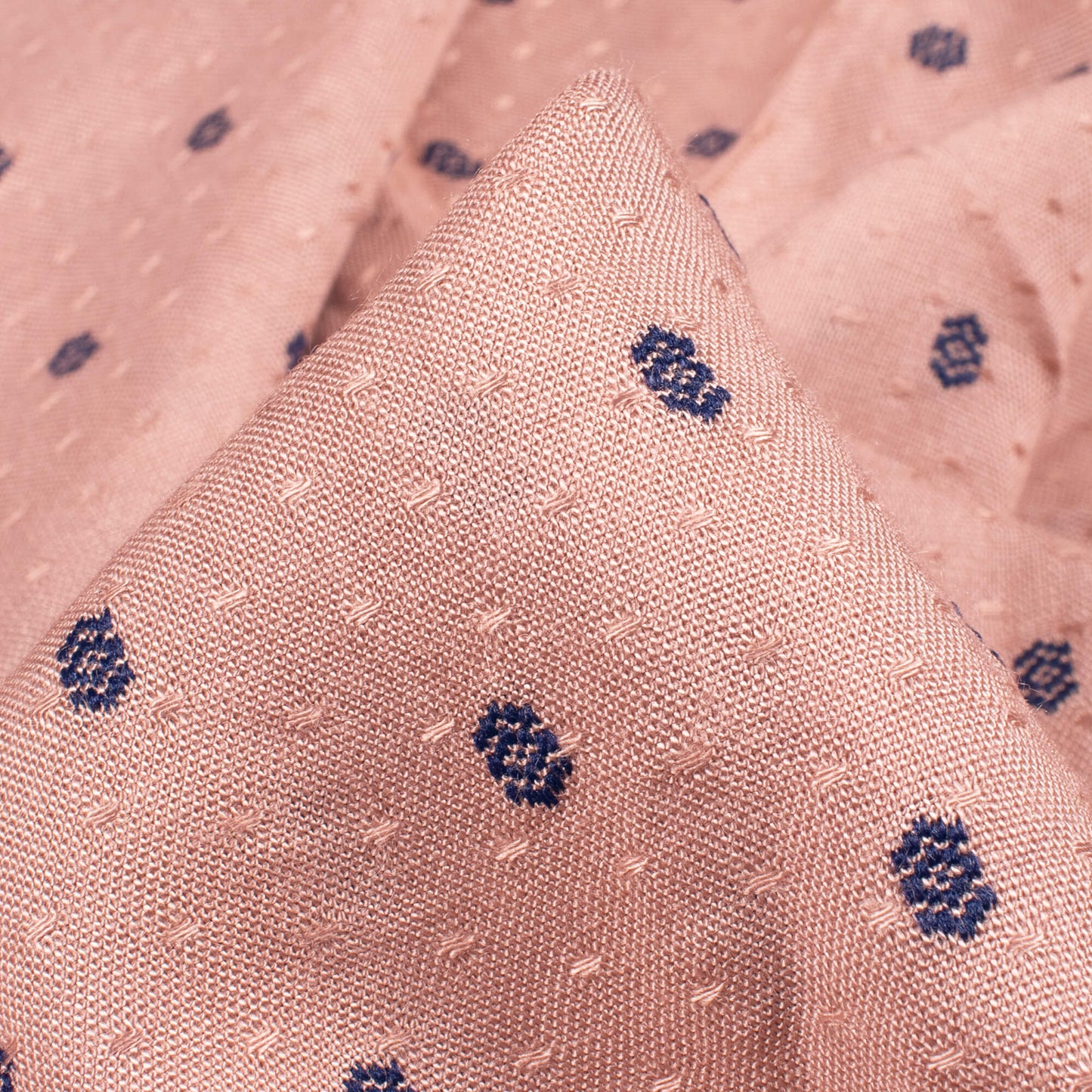 Rosy Brown And Navy Blue Booti Pattern Jacquard Viscose Rayon Fabric