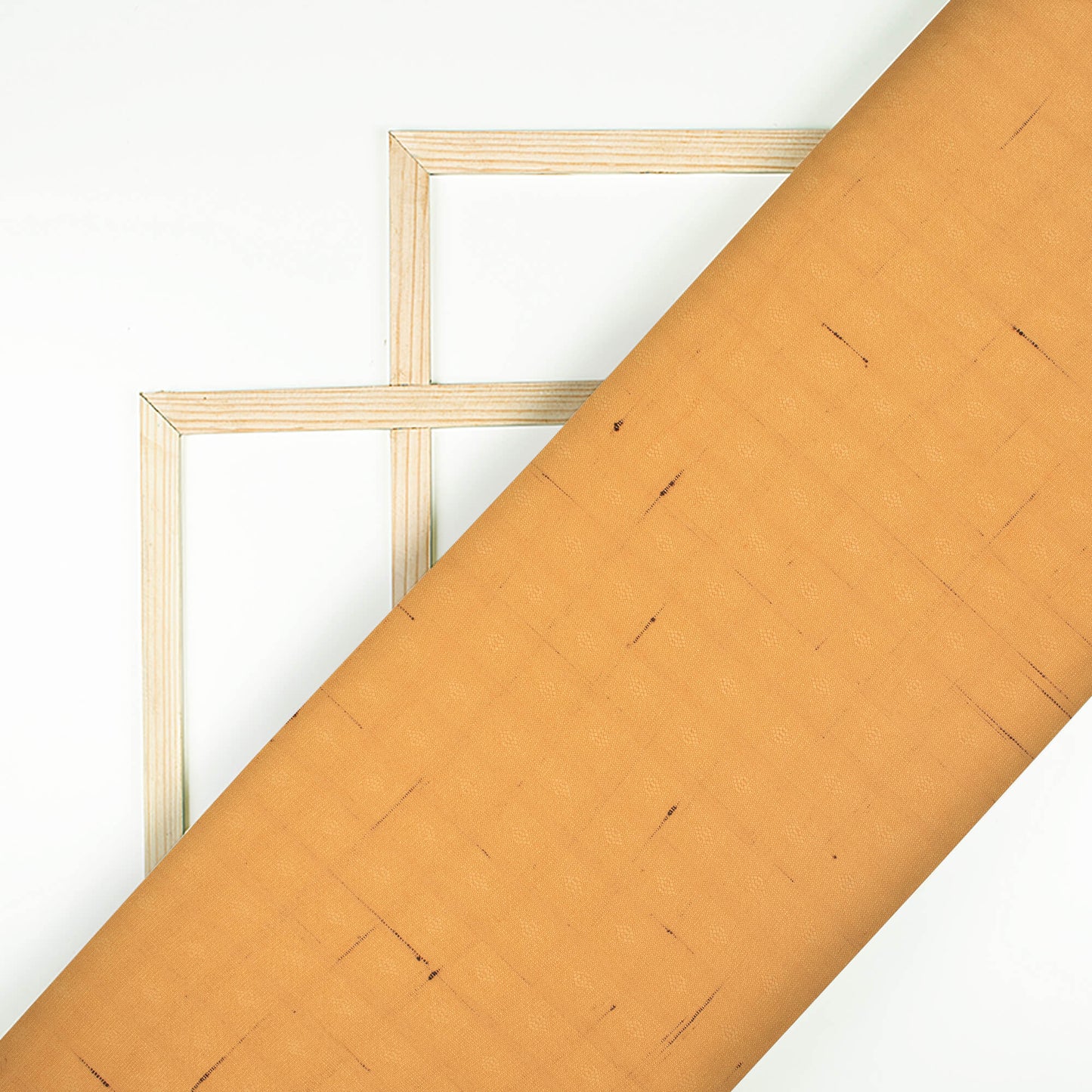 Ochre Yellow Brush Pattern Dobby Viscose Rayon Fabric
