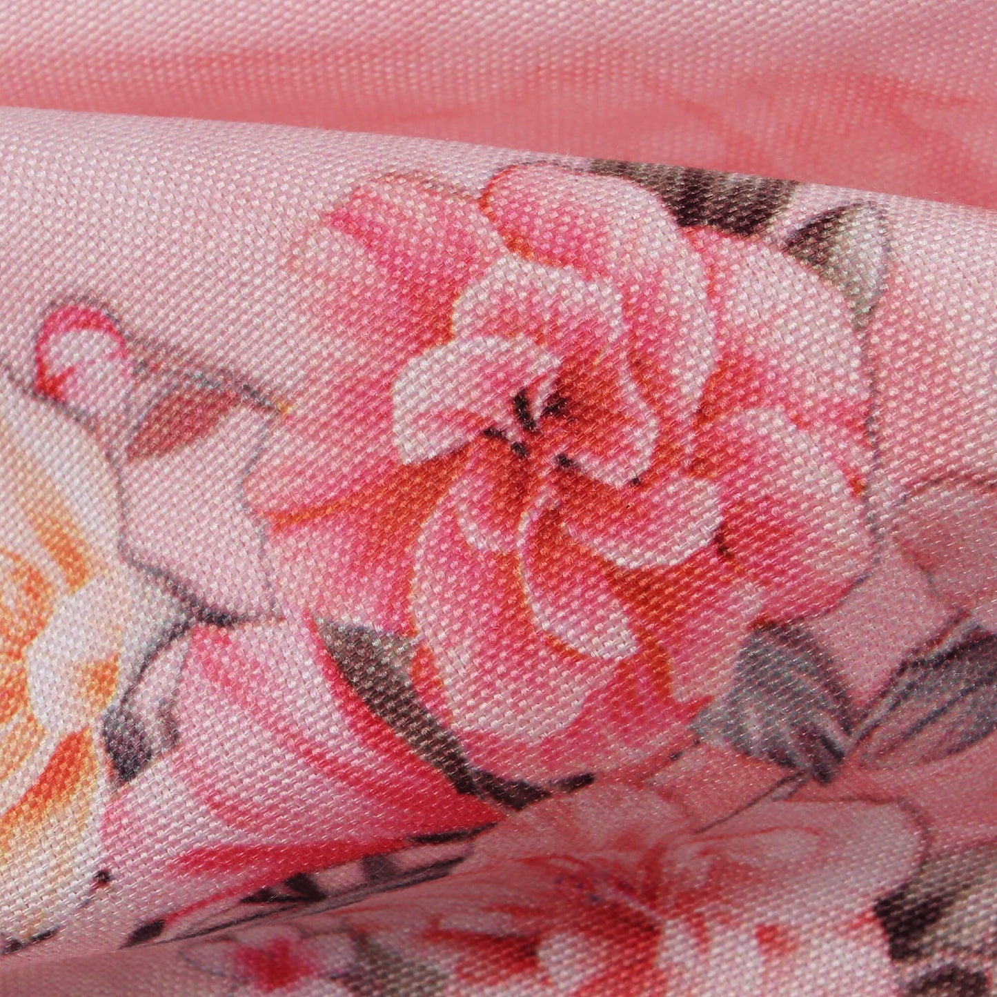 Baby Pink Floral Pattern Digital Print Poly Rayon Fabric (Width 58 Inches)