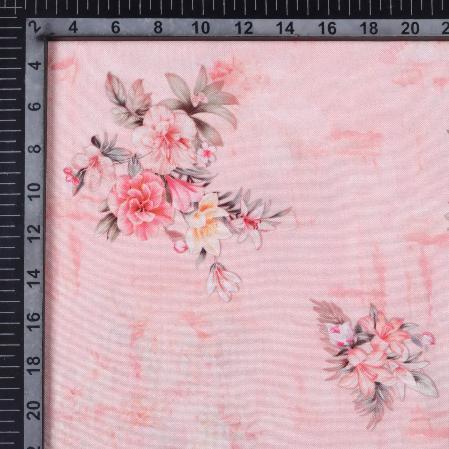 Baby Pink Floral Pattern Digital Print Poly Rayon Fabric (Width 58 Inches)