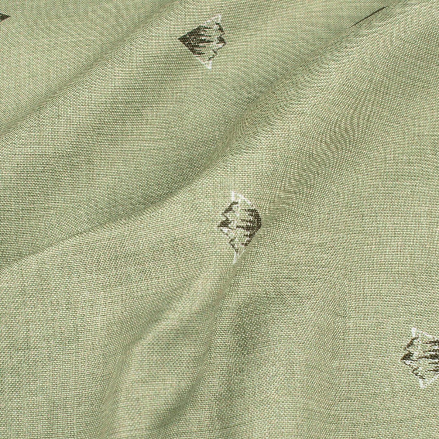 Pistachio Green And Black Booti Pattern Digital Print Poly Rayon Fabric (Width 58 Inches)
