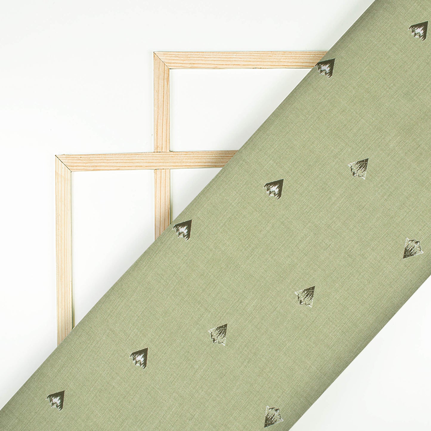 Pistachio Green And Black Booti Pattern Digital Print Poly Rayon Fabric (Width 58 Inches)