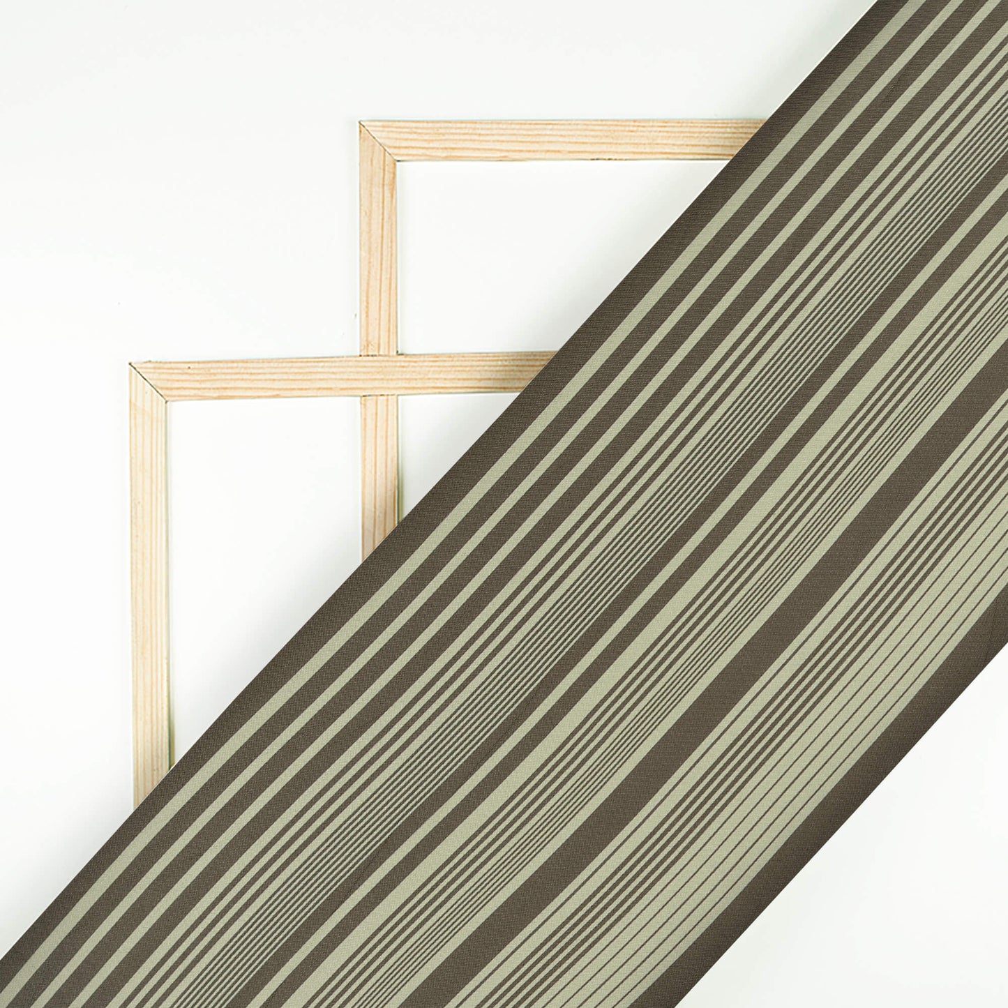 Army Green And Yellow Stripes Pattern Digital Print Poly Rayon Fabric (Width 58 Inches)