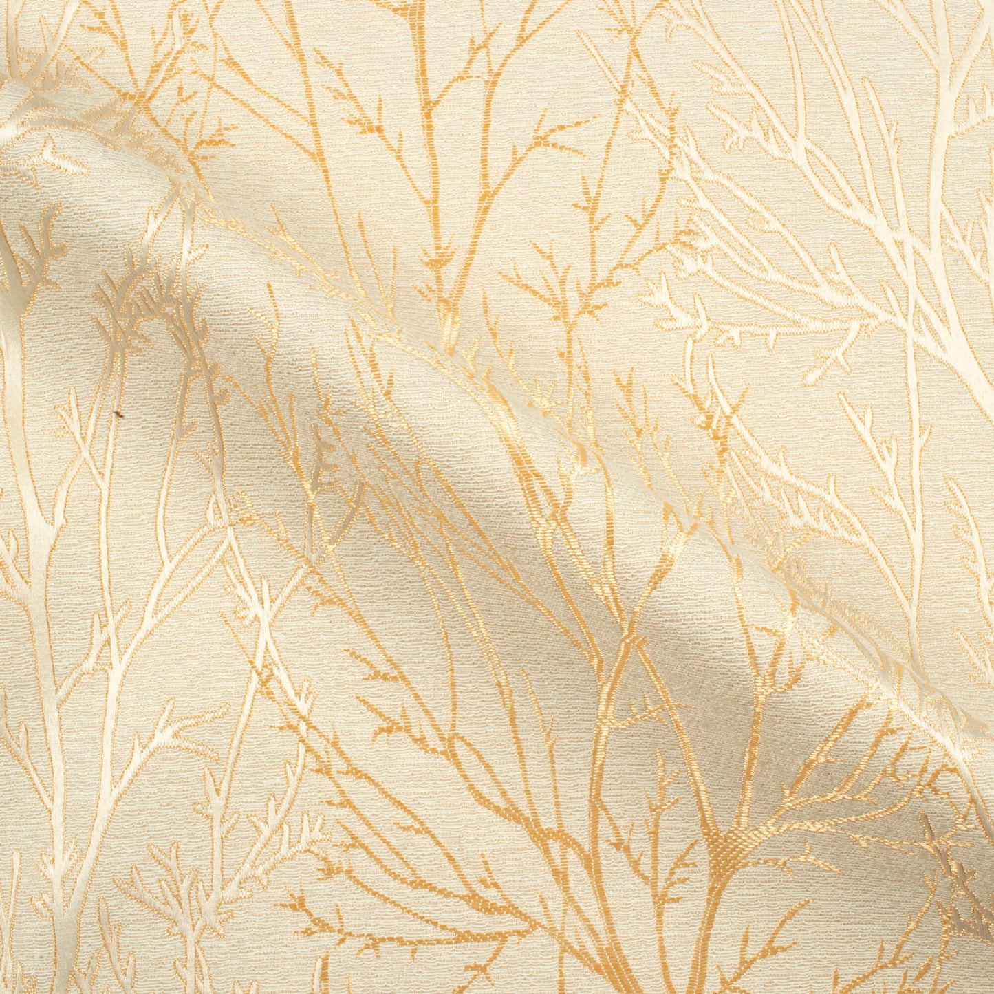 Cream Abstarct Pattern Jacquard Premium Curtain Fabric (Width 48 Inches)