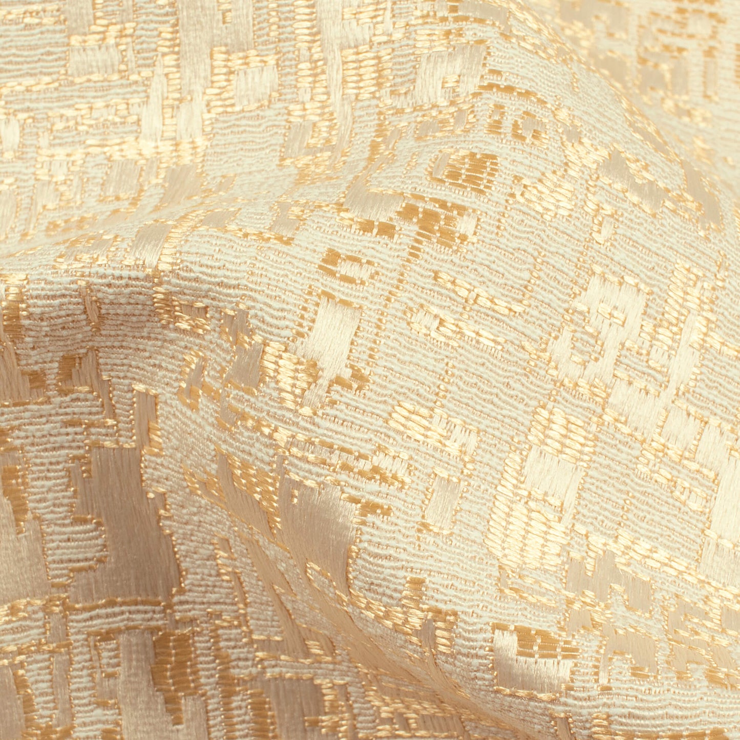 Cream Self Textured Jacquard Premium Curtain Fabric (Width 48 Inches)