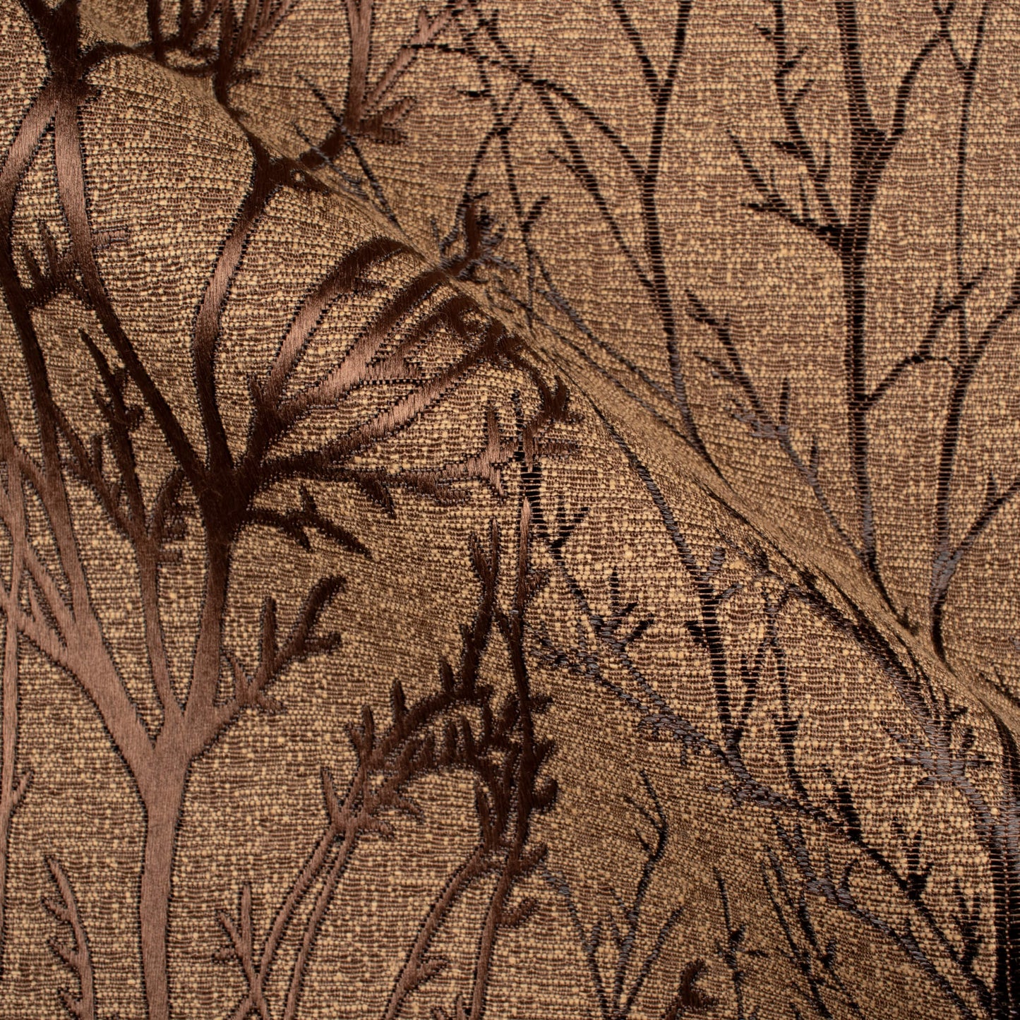 Honey Brown Abstarct Pattern Jacquard Premium Curtain Fabric (Width 48 Inches)