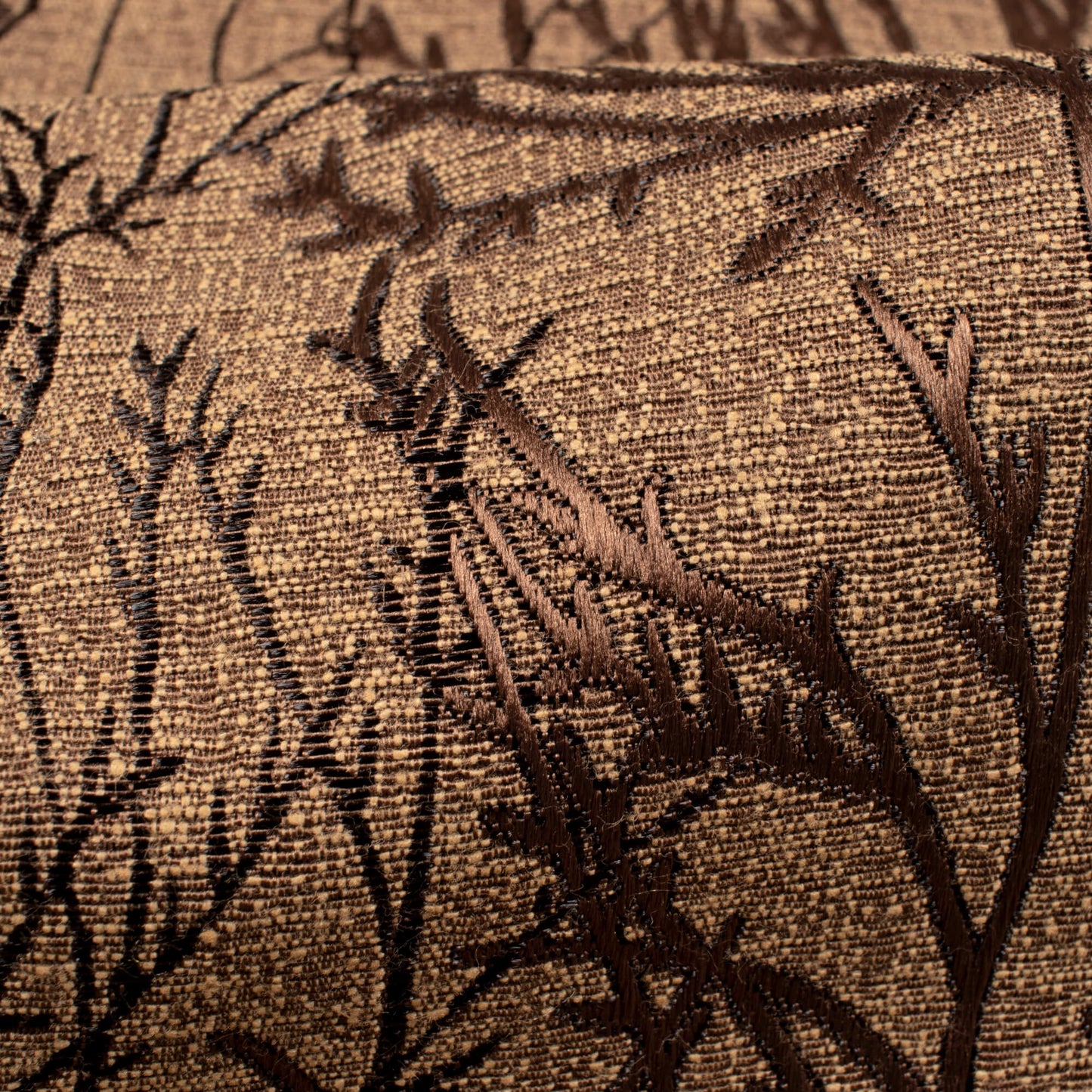 Honey Brown Abstarct Pattern Jacquard Premium Curtain Fabric (Width 48 Inches)