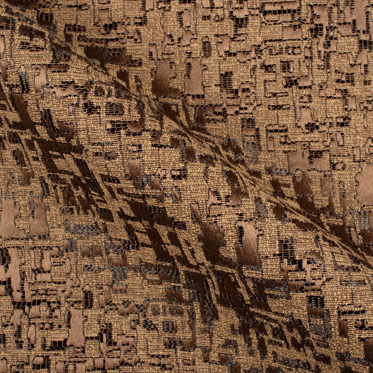 Honey Brown Self Textured Jacquard Premium Curtain Fabric (Width 48 Inches)