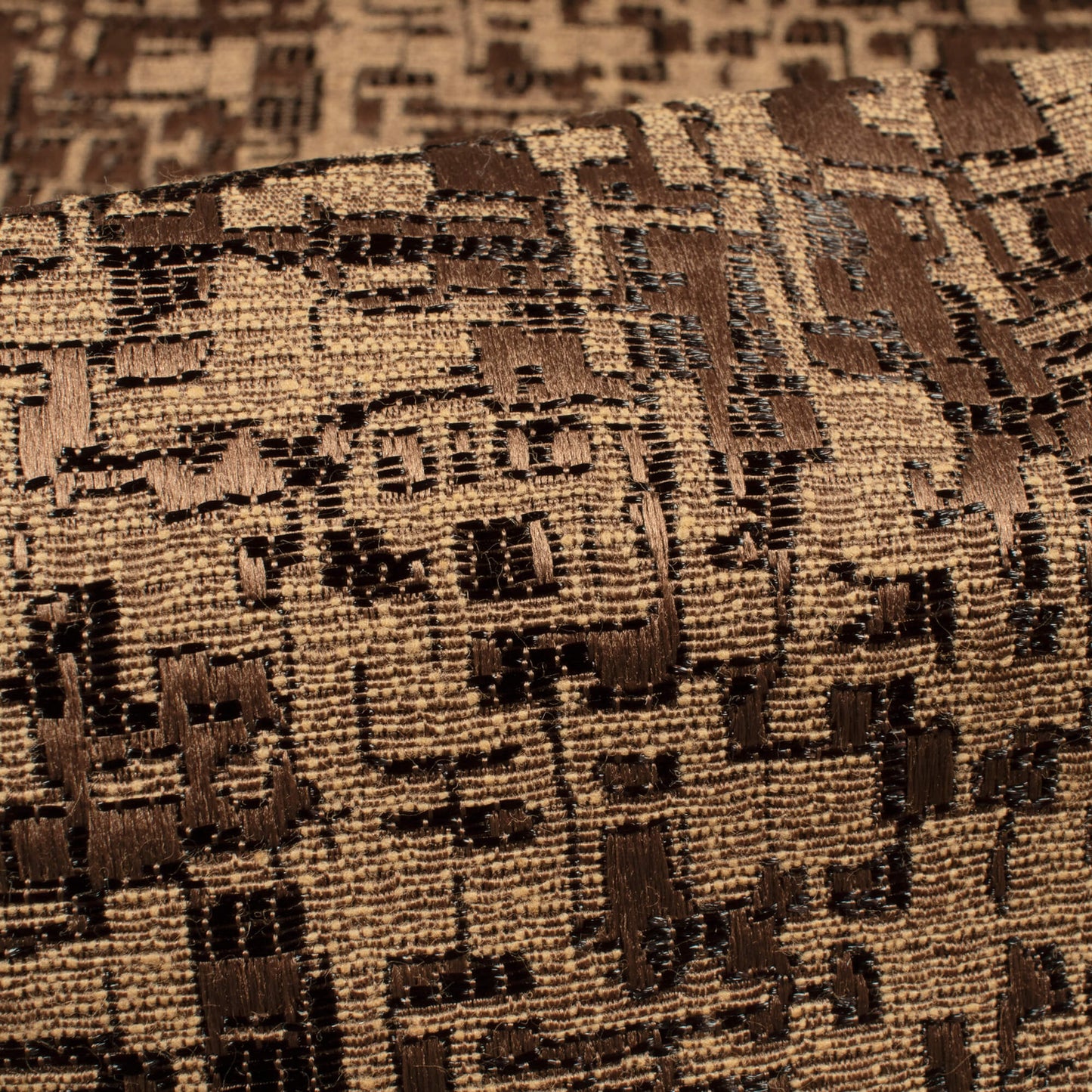 Honey Brown Self Textured Jacquard Premium Curtain Fabric (Width 48 Inches)