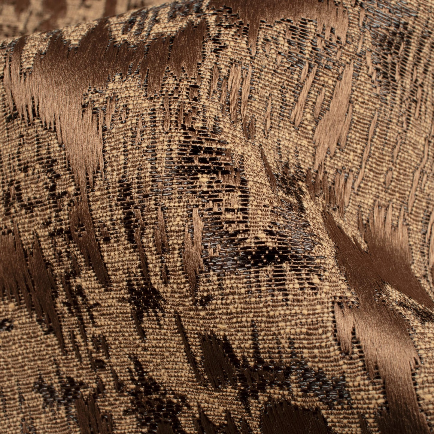 Honey Brown Self Textured Jacquard Premium Curtain Fabric (Width 48 Inches)