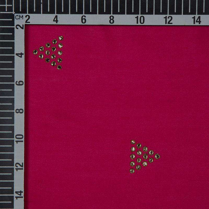 Dark Pink Geometric Pattern Premium Mukkaish Work Modal Satin Fabric