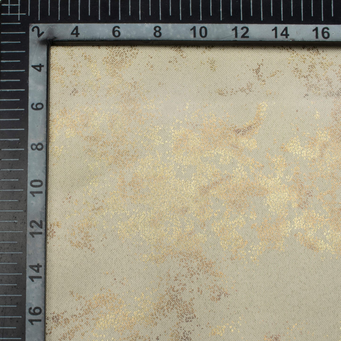 Wheat Brown Abstract Pattern Golden Foil Premium Curtain Fabric (Width 54 Inches)