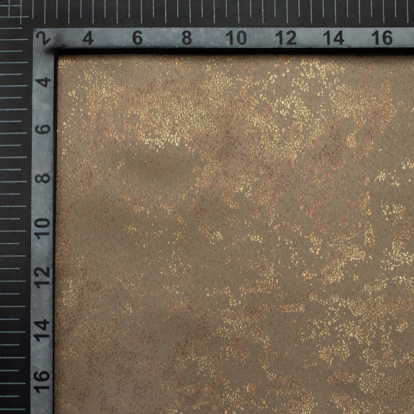 Rustic Taupe Brown Abstract Pattern Golden Foil Premium Curtain Fabric (Width 54 Inches)