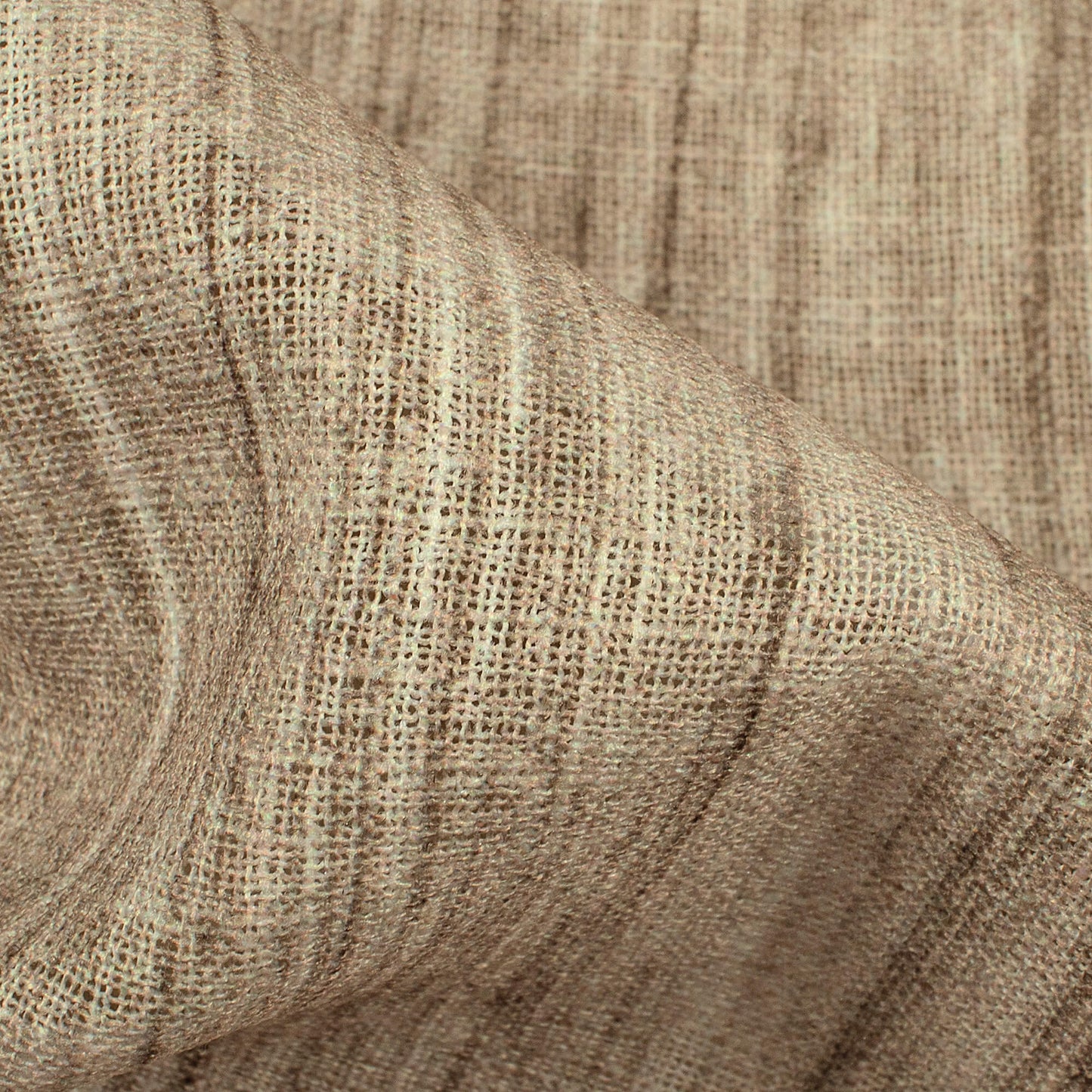 Rustic Taupe Brown Textured Premium Sheer Fabric (Width 54 Inches)