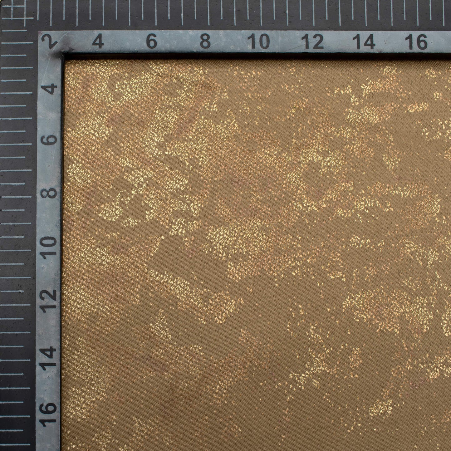 Tawny Brown Abstract Pattern Golden Foil Premium Curtain Fabric (Width 54 Inches)