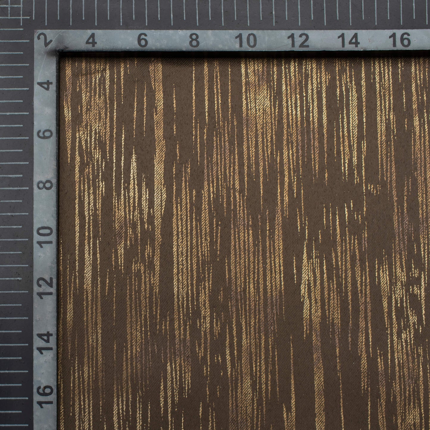 Umber Brown Textured Golden Foil Premium Curtain Fabric (Width 54 Inches)