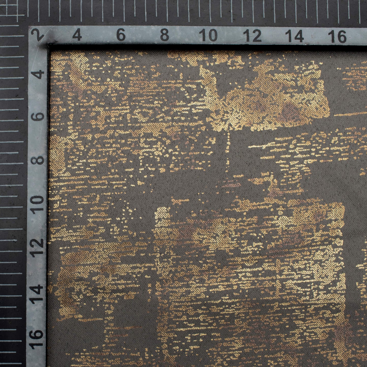 Lava Grey Abstract Pattern Golden Foil Premium Curtain Fabric (Width 54 Inches)