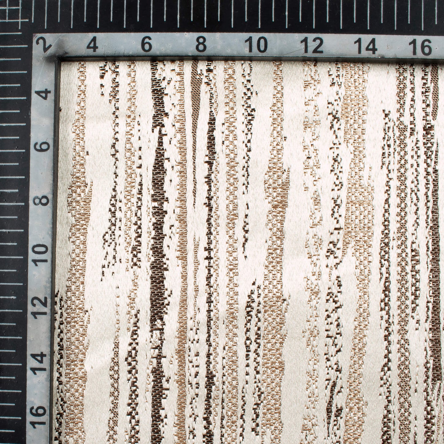 White And Mocha Brown Self Textured Jacquard Premium Curtain Fabric (Width 48 Inches)