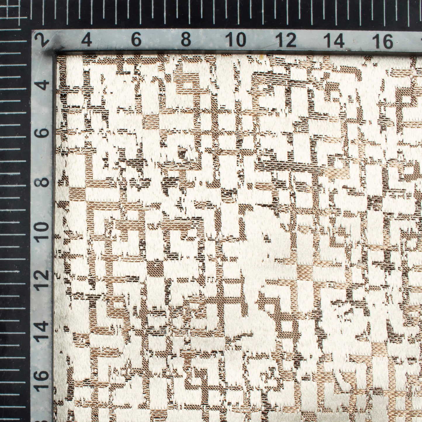 White And Mocha Brown Geometric Pattern Jacquard Premium Curtain Fabric (Width 48 Inches)