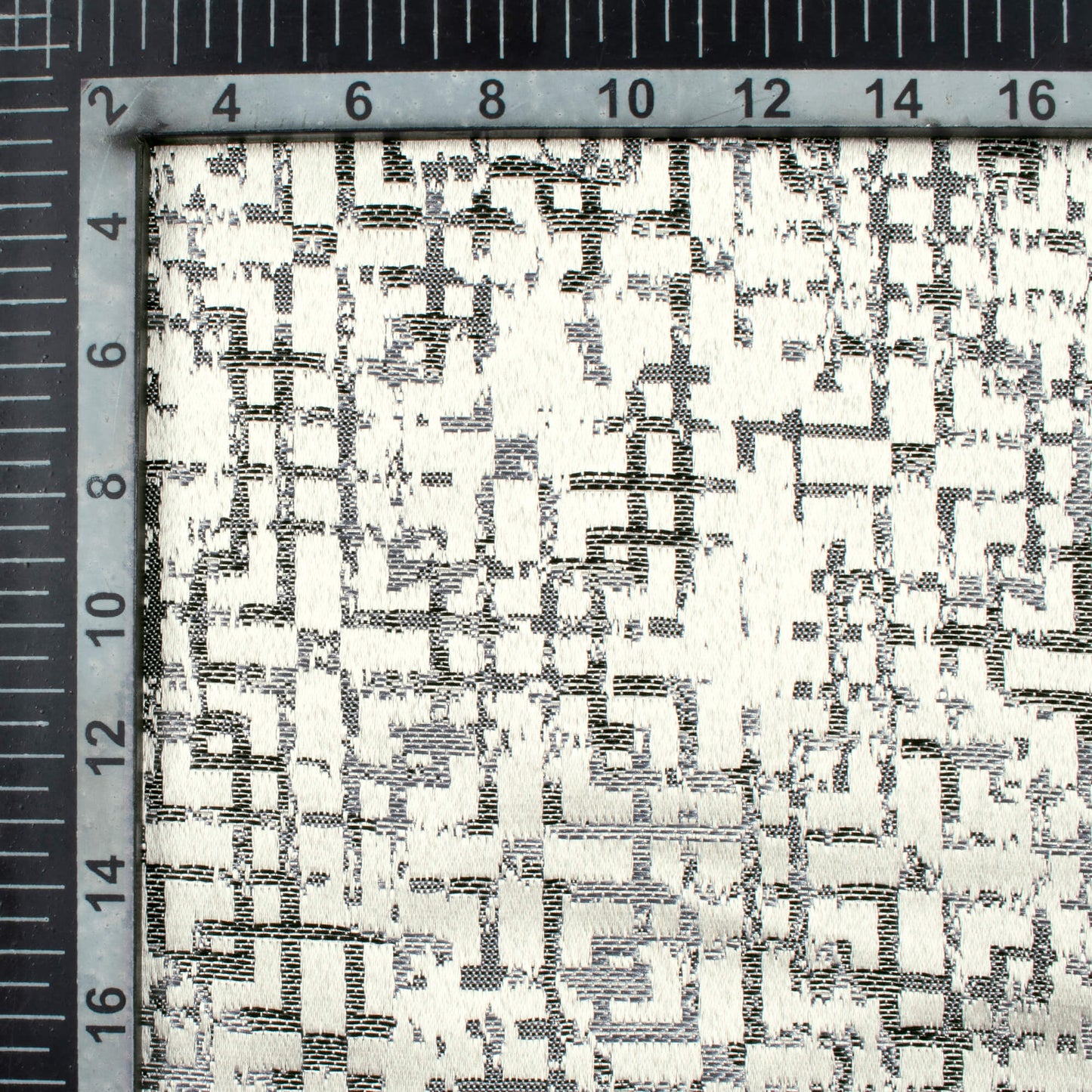 White And Black Geometric Pattern Jacquard Premium Curtain Fabric (Width 48 Inches)