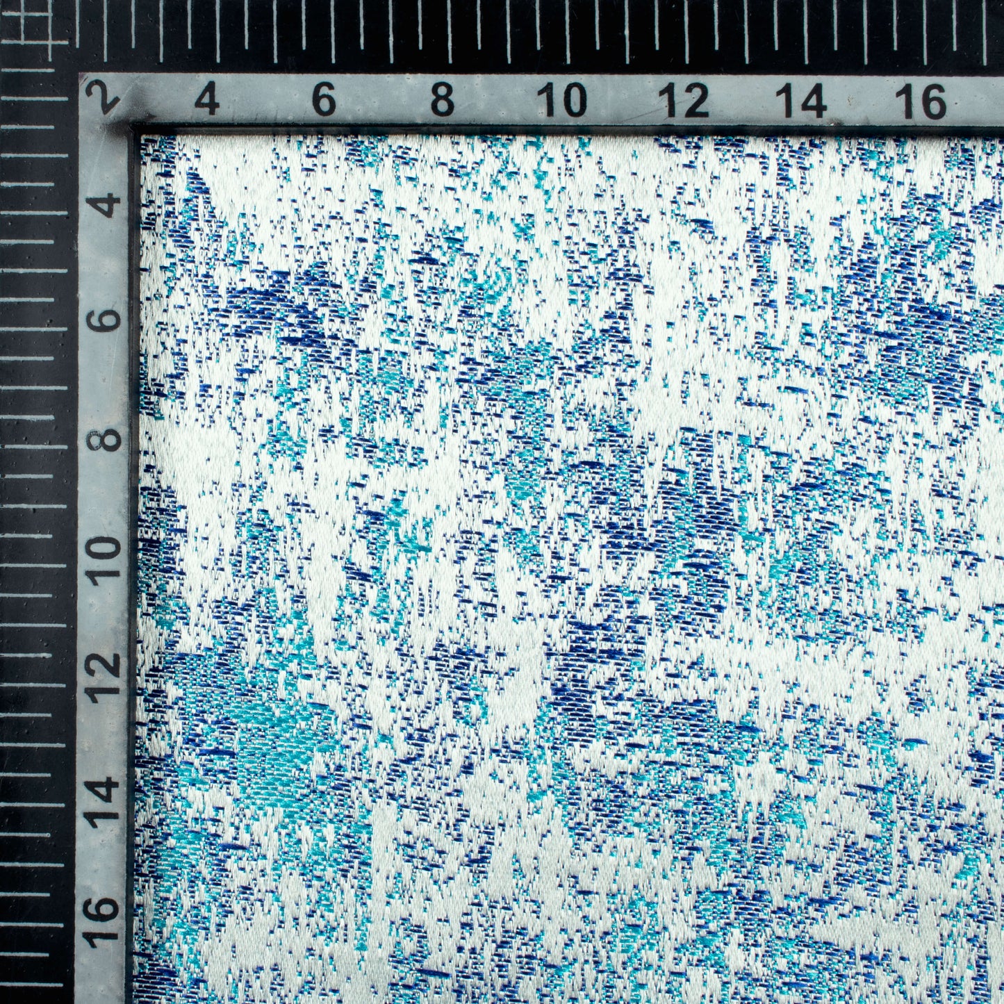 White And Turquoise Self Textured Jacquard Premium Curtain Fabric (Width 48 Inches)