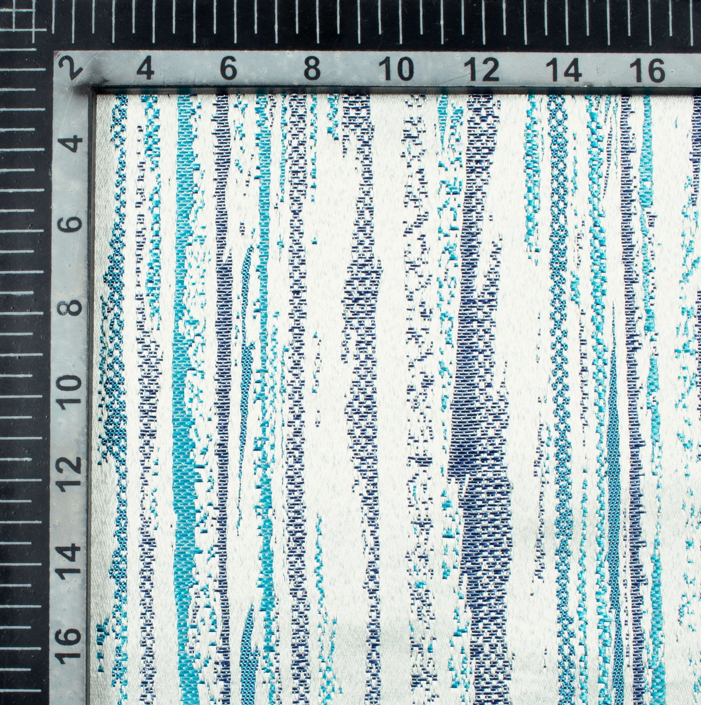 White And Turquoise Self Textured Jacquard Premium Curtain Fabric (Width 48 Inches)