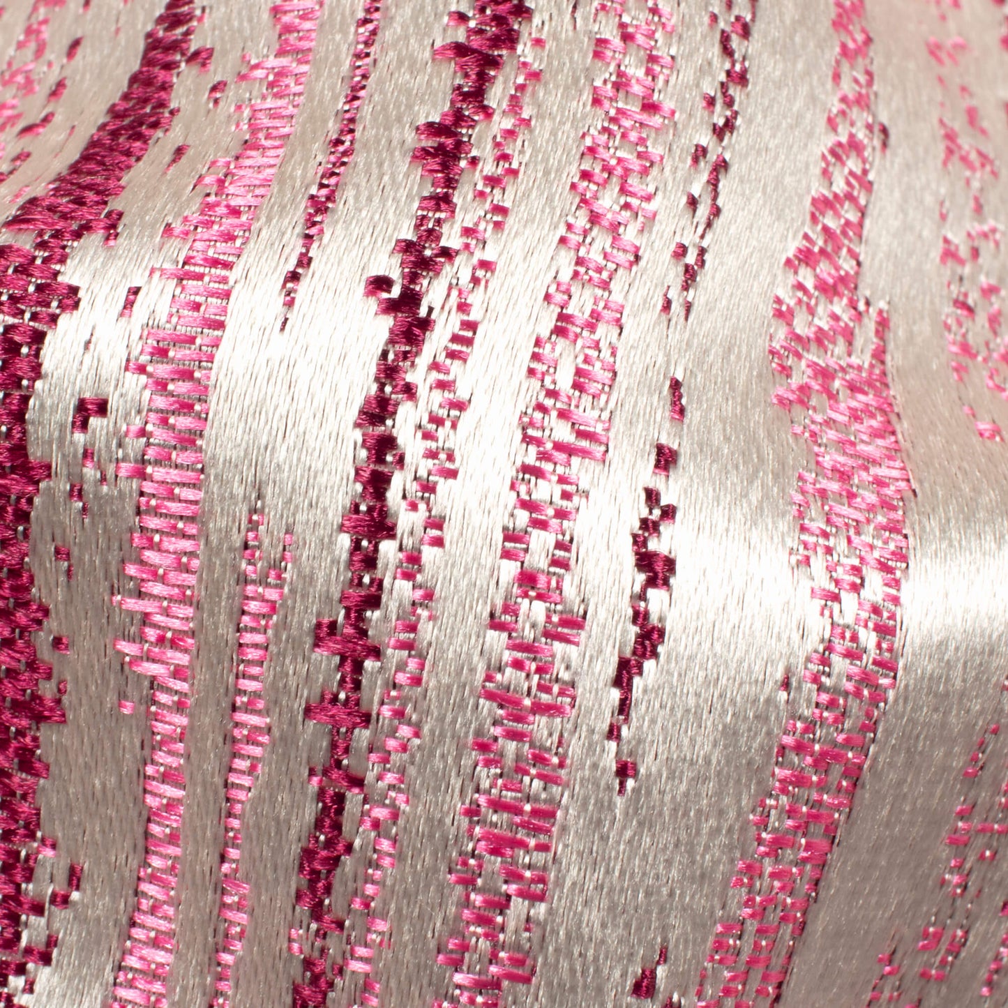 White And Taffy Pink Self Textured Jacquard Premium Curtain Fabric (Width 48 Inches)