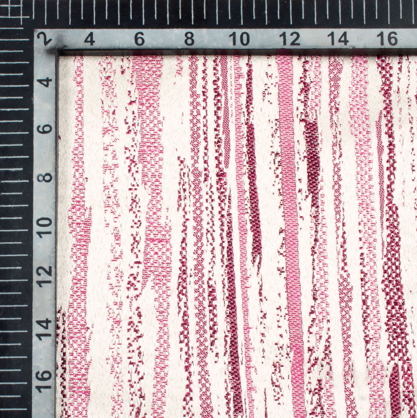 White And Taffy Pink Self Textured Jacquard Premium Curtain Fabric (Width 48 Inches)
