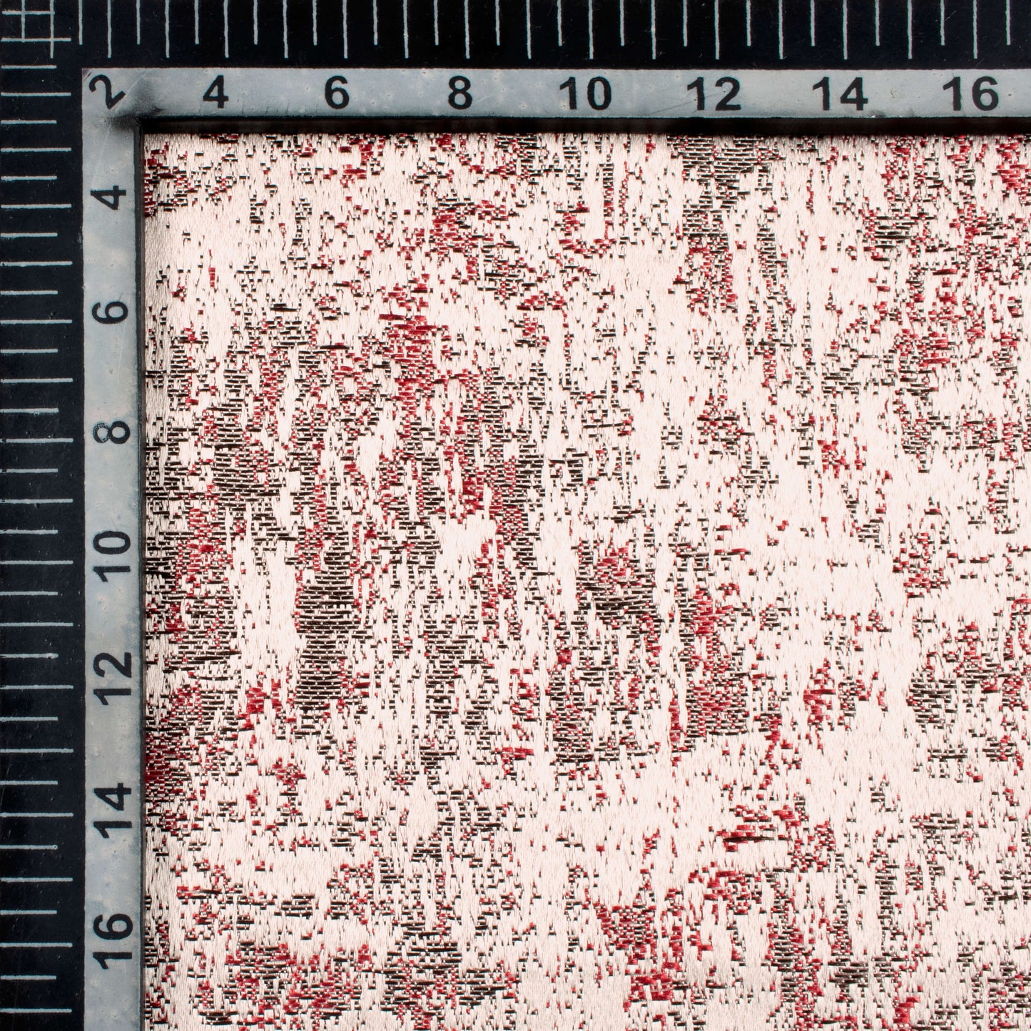 White And Red Self Textured Jacquard Premium Curtain Fabric (Width 48 Inches)