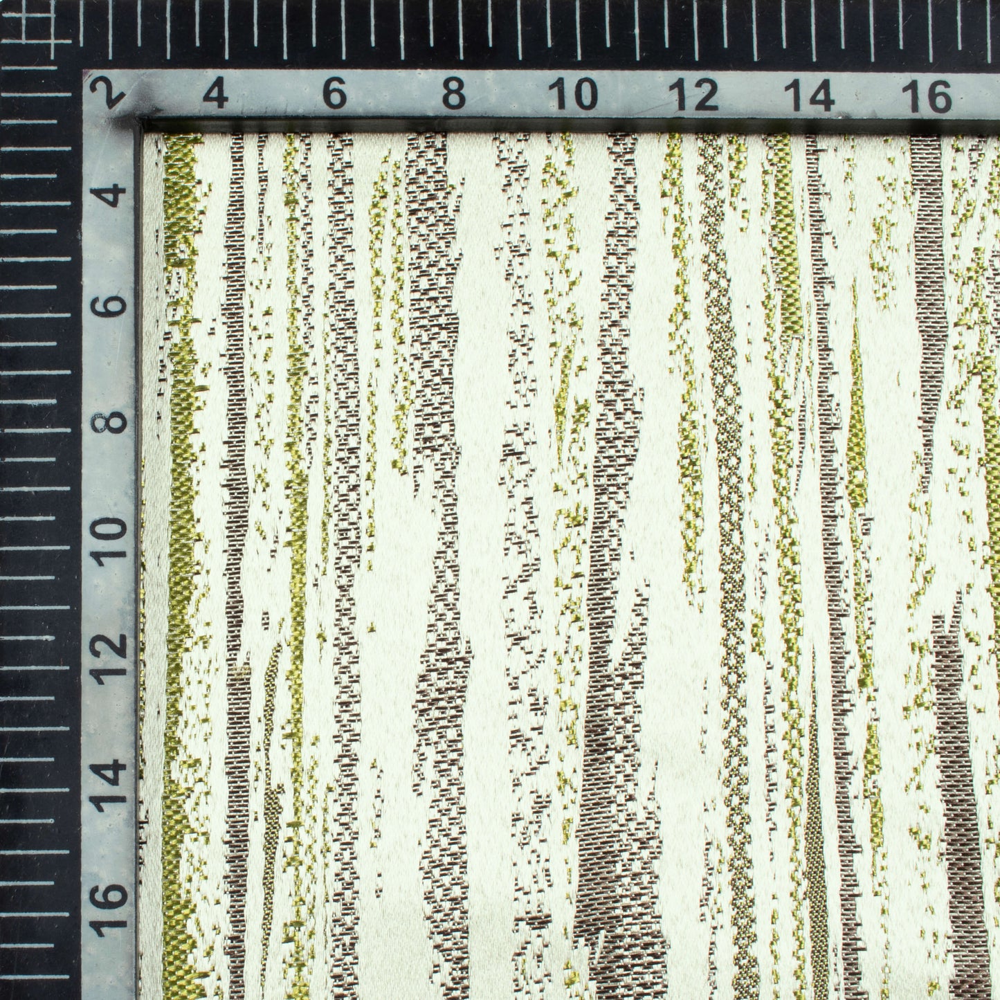 Off White And Parrot Green Self Textured Jacquard Premium Curtain Fabric (Width 48 Inches)