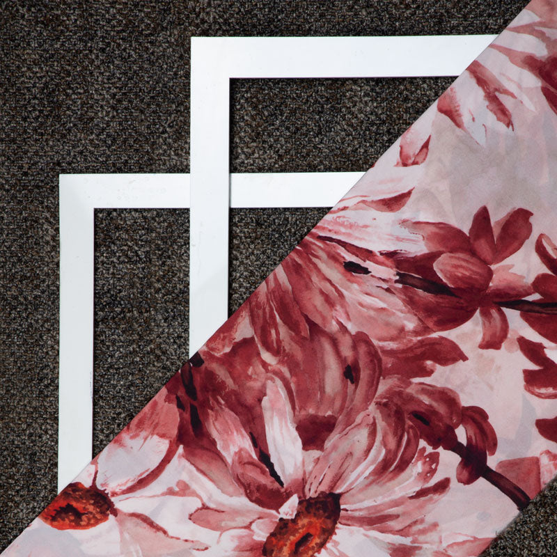 Peach and Red Colour Floral Digital Print Filter-Crepe Fabric