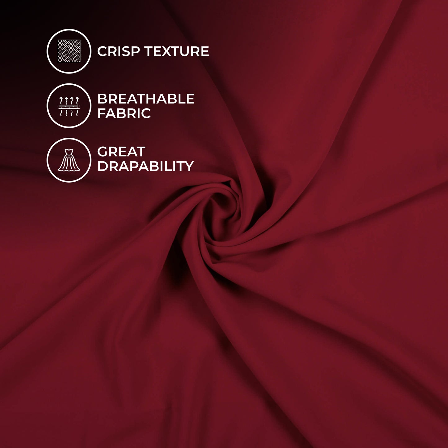 Maroon Plain Vintage Crepe Fabric (Width 56 Inches)