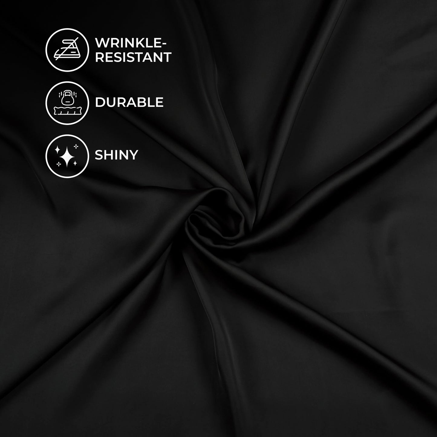 Black Plain Imported Satin Fabric