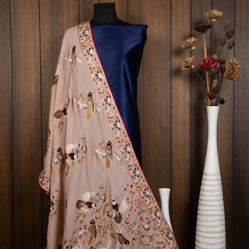 Peach Floral Pattern Chinnon Dupatta