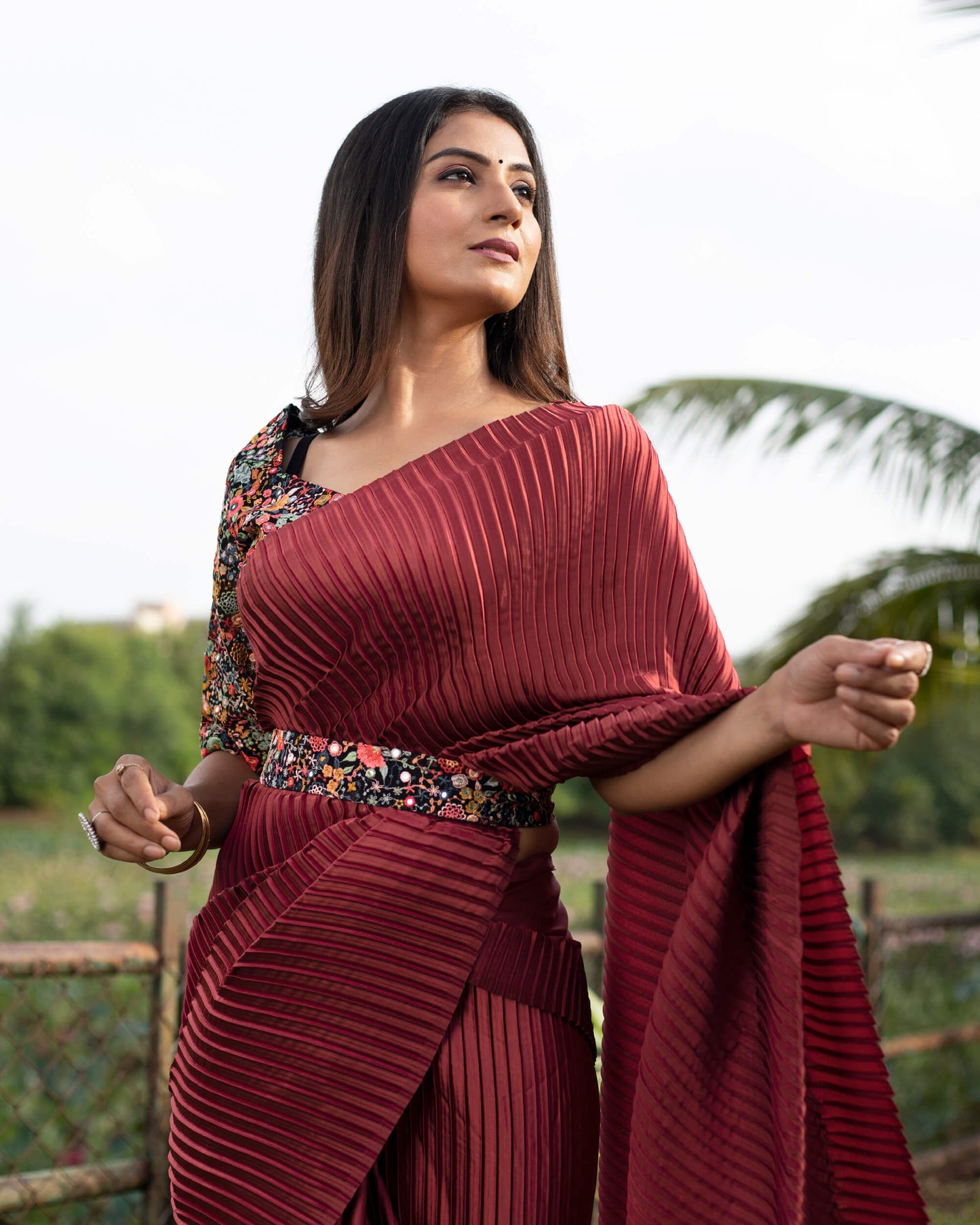 Floral Premium Embroidery Mirror Work Georgette Blouse
