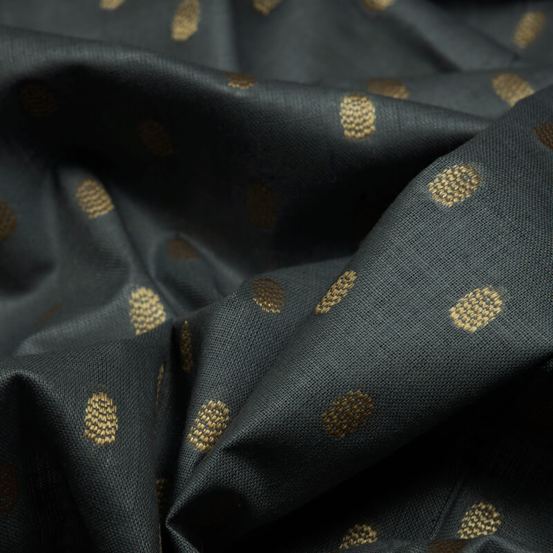 Dark Grey Buti Cotton Jari Jacquard Fabric