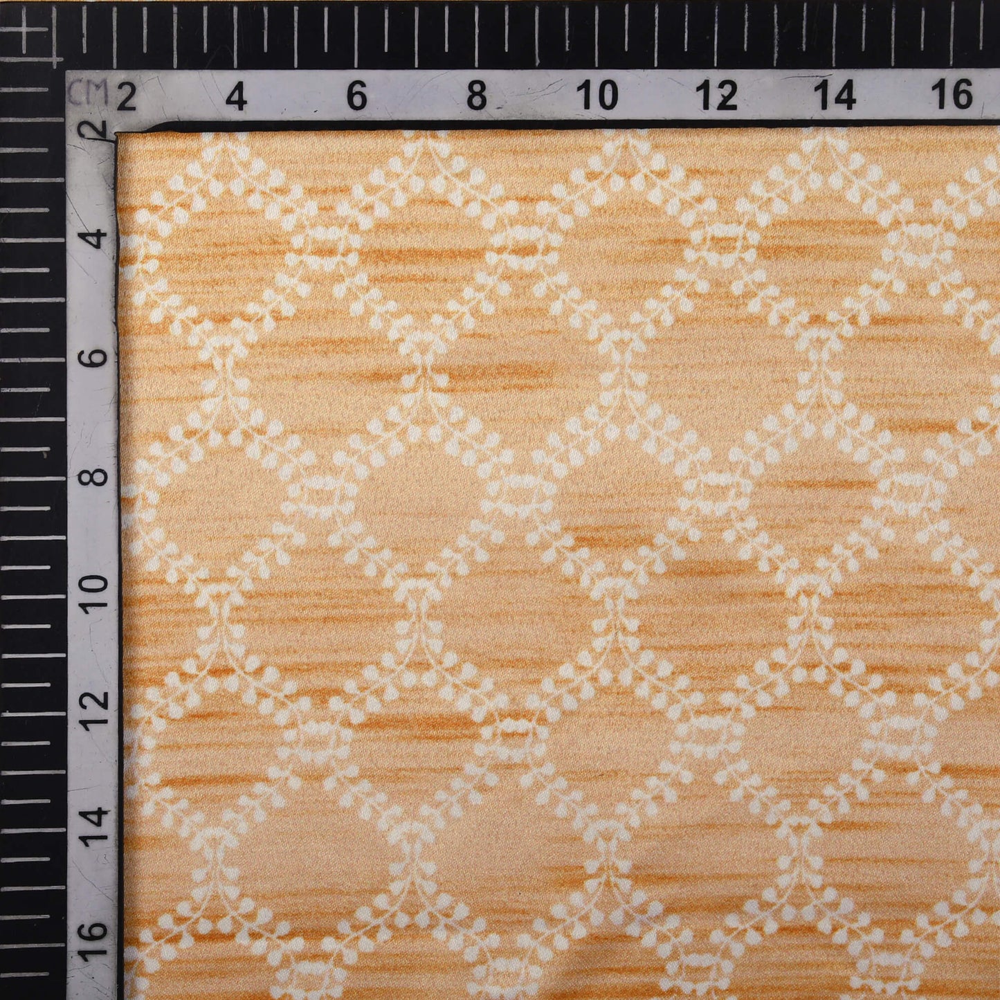 Salmon Peach Trellis Pattern Digital Print Heavy Satin Fabric (Width 54 Inches)
