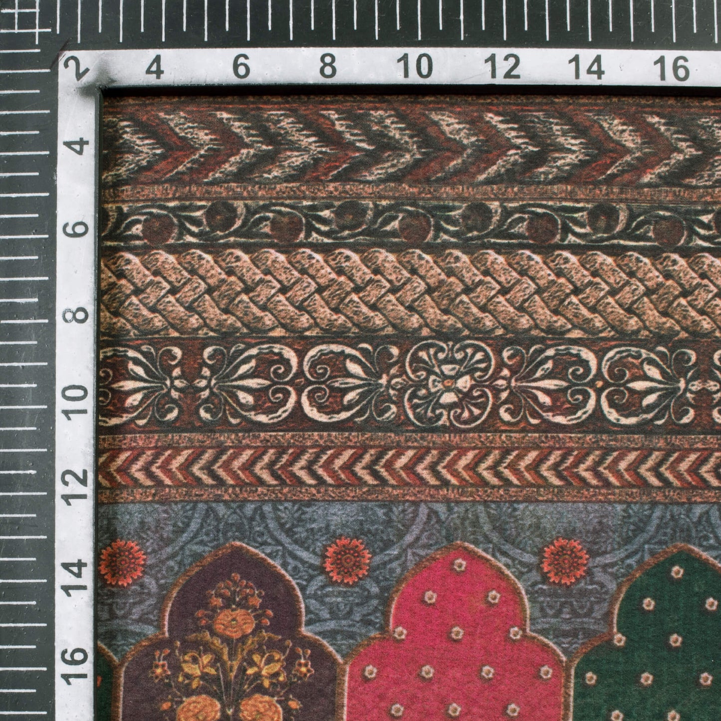 Maroon And Black Traditional Pattern Digital Print Georgette Fabric