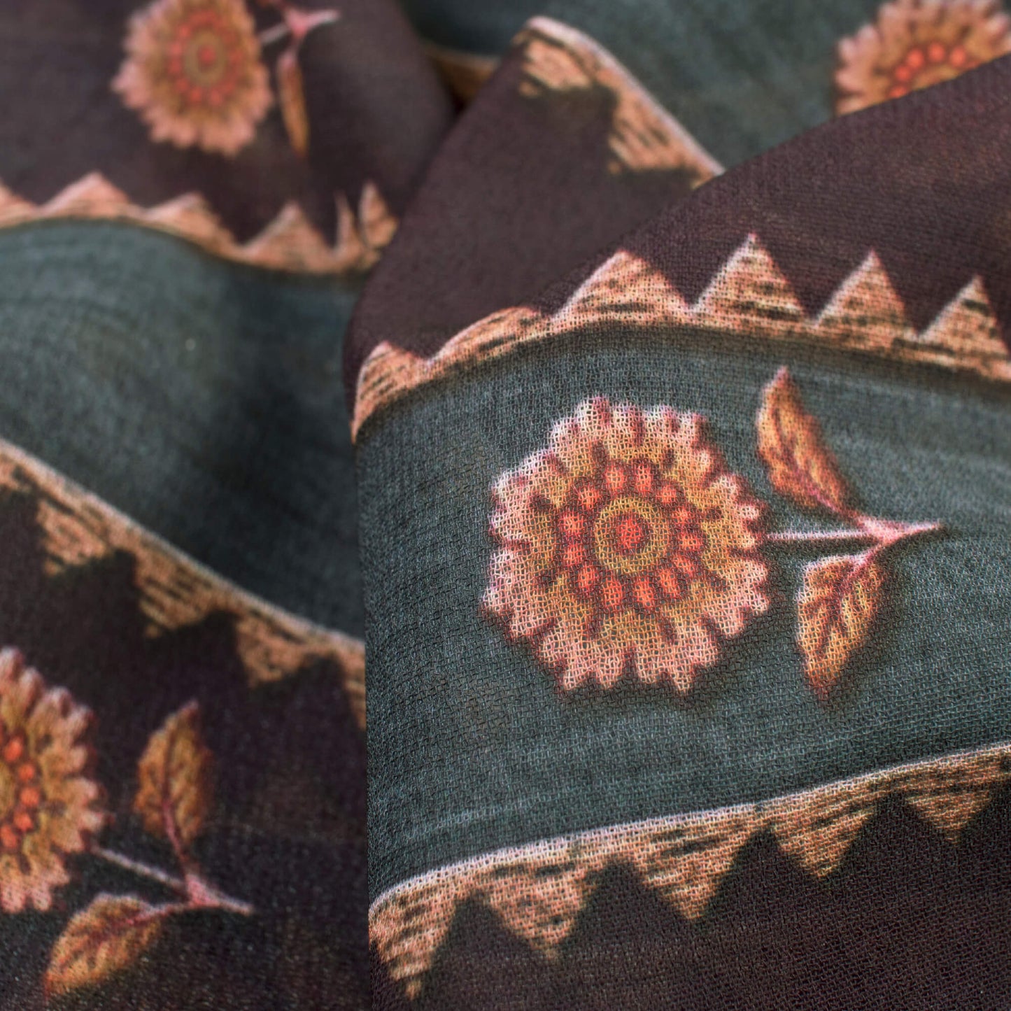 Black And Lava Grey Stripes Pattern Digital Print Georgette Fabric