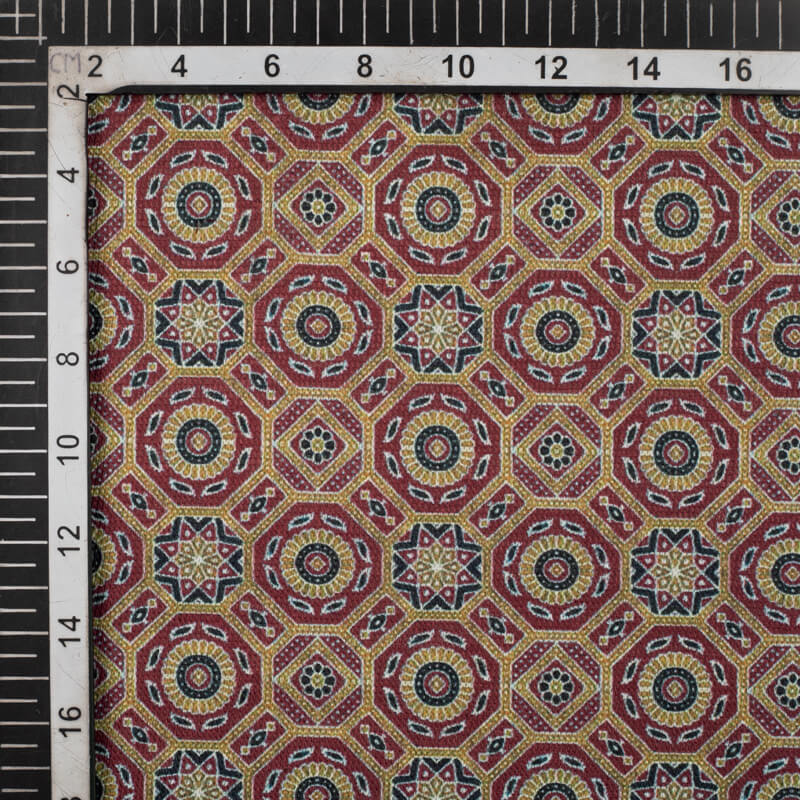 Marron And Beige Geometric Pattern Digital Print Furnishing Fabric (Width 54 Inches)