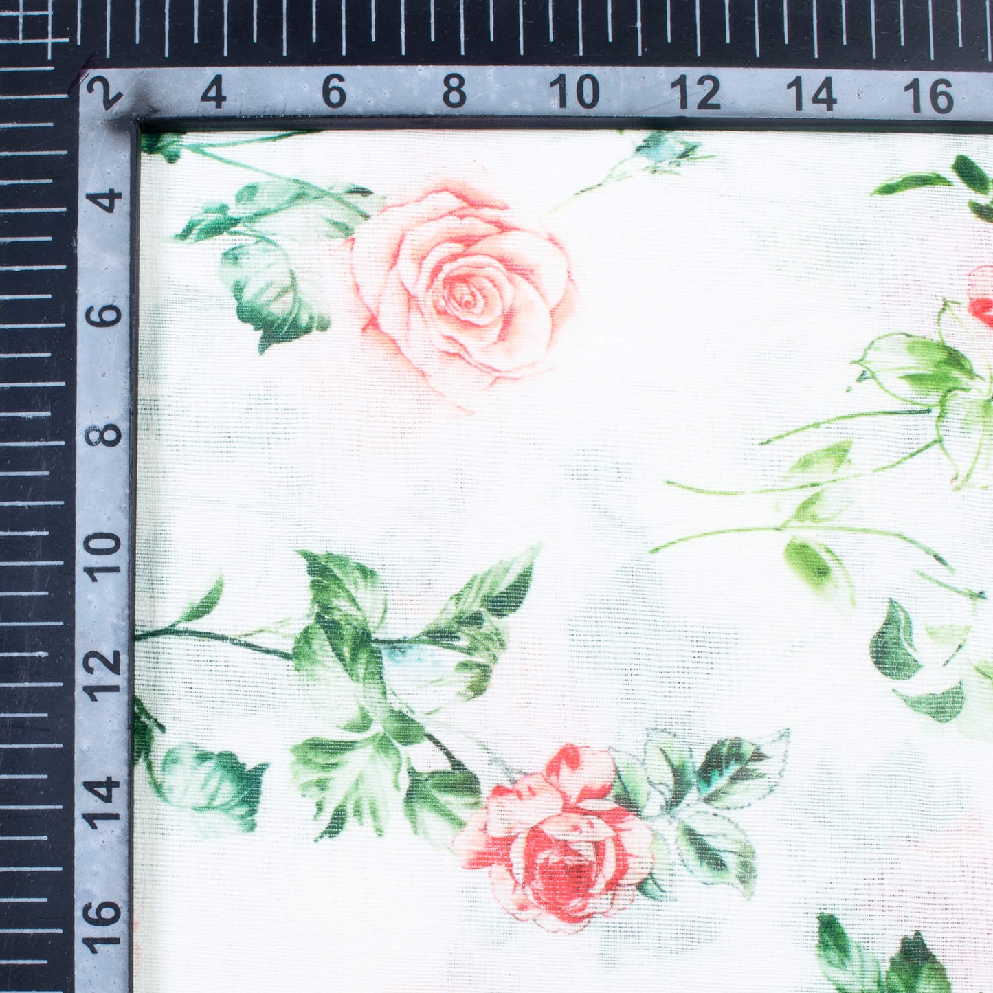 White And Pink Floral Pattern Digital Print Art Tusser Silk Fabric (Width 54 Inches)