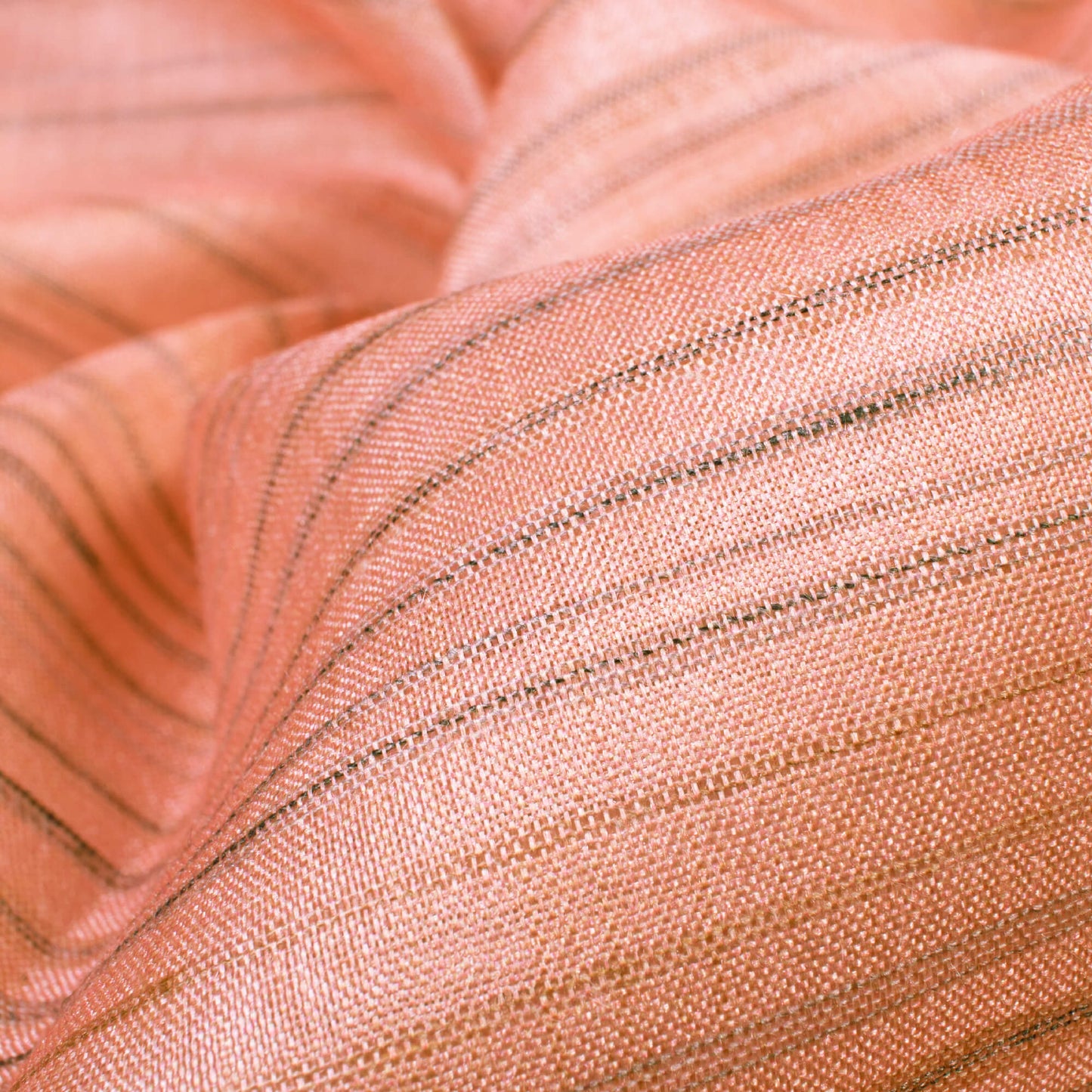 Light Peach And Grey Stripes Pattern Digital Print Art Tusser Silk Fabric