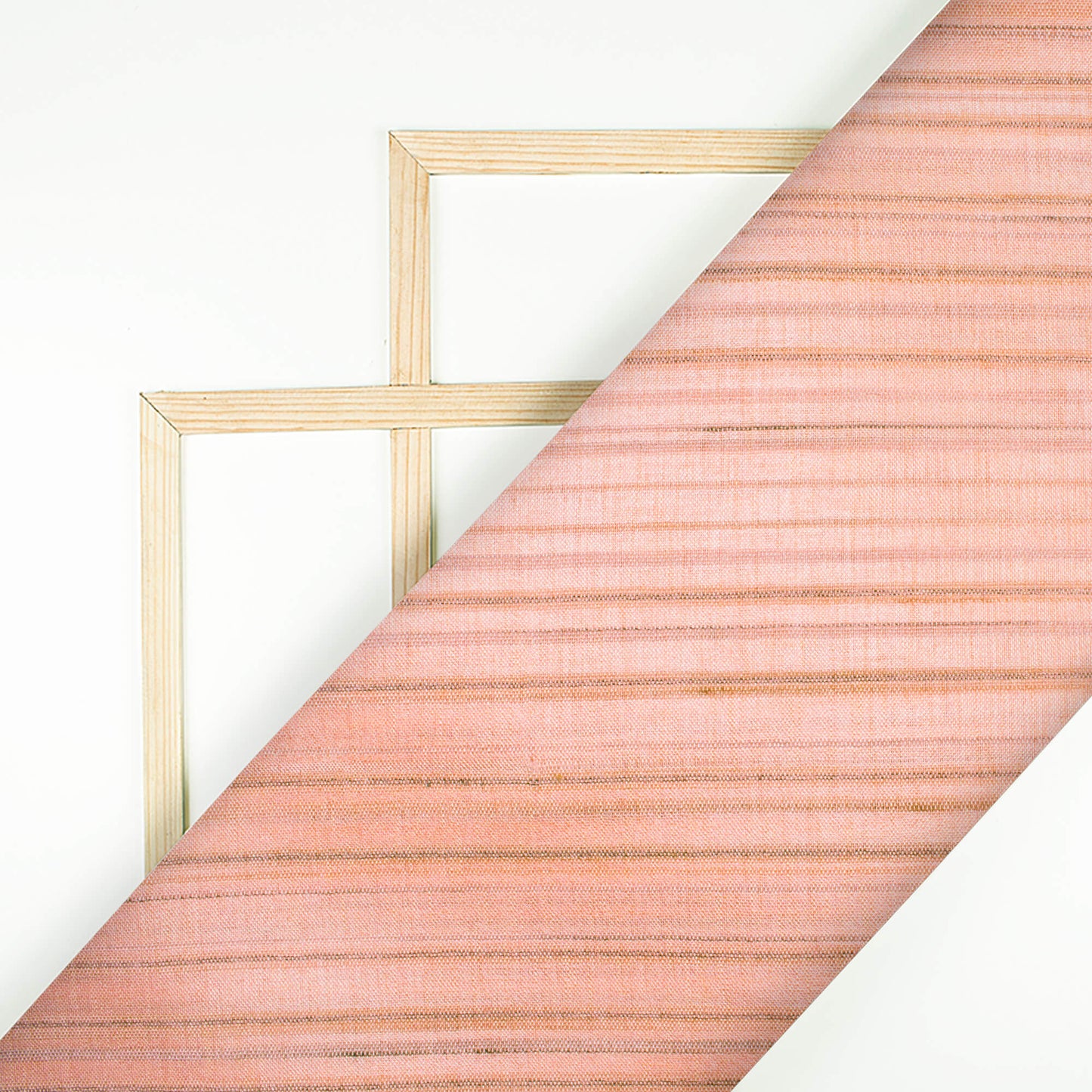 Light Peach And Grey Stripes Pattern Digital Print Art Tusser Silk Fabric