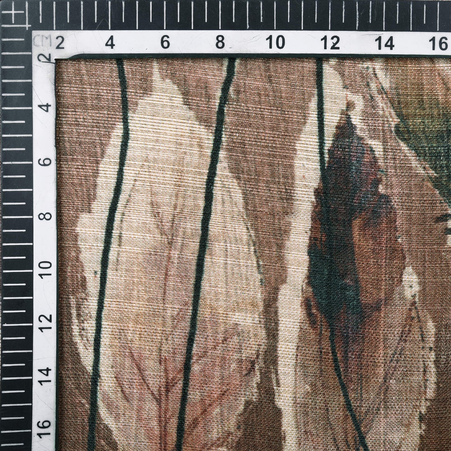 (Cut Piece 1.25 Mtr) Oyster Cream And Brown Leaf Pattern Digital Print Furnishing Fabric