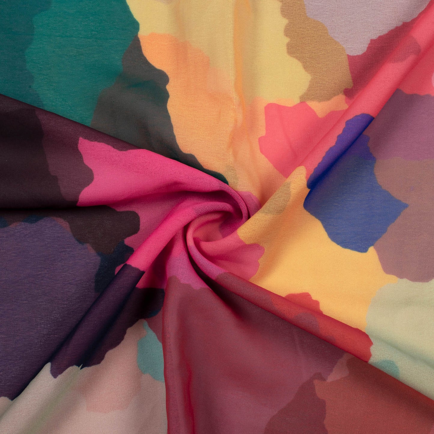 Multi-Color Abstract Pattern Digital Print Georgette Fabric