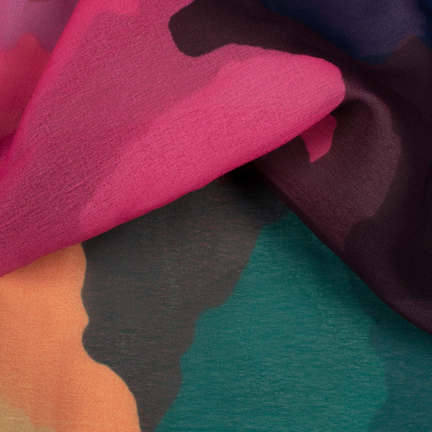 Multi-Color Abstract Pattern Digital Print Georgette Fabric