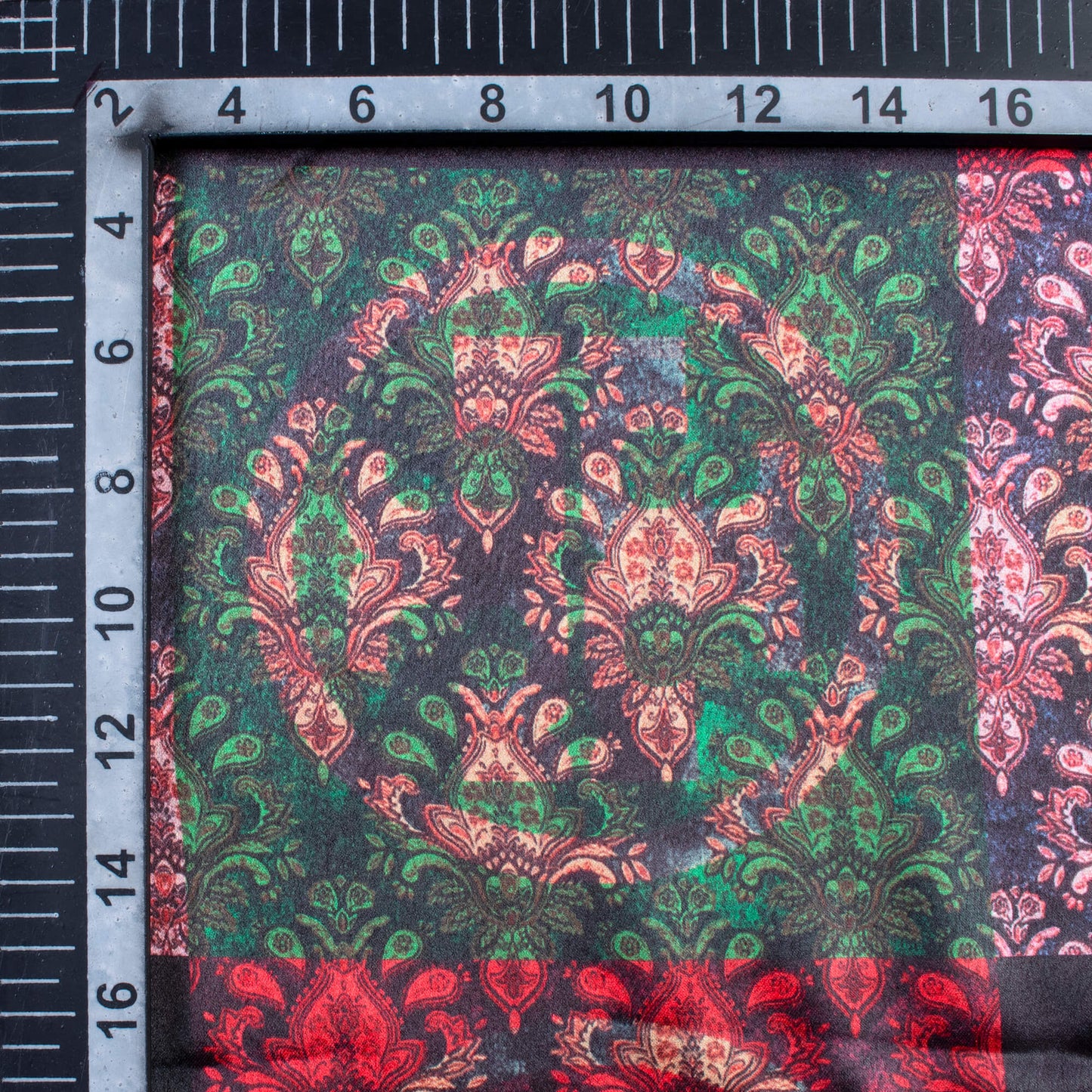 Multi-Colour Traditional Pattern Digital Print Satin Fabric (Width 56 Inches)