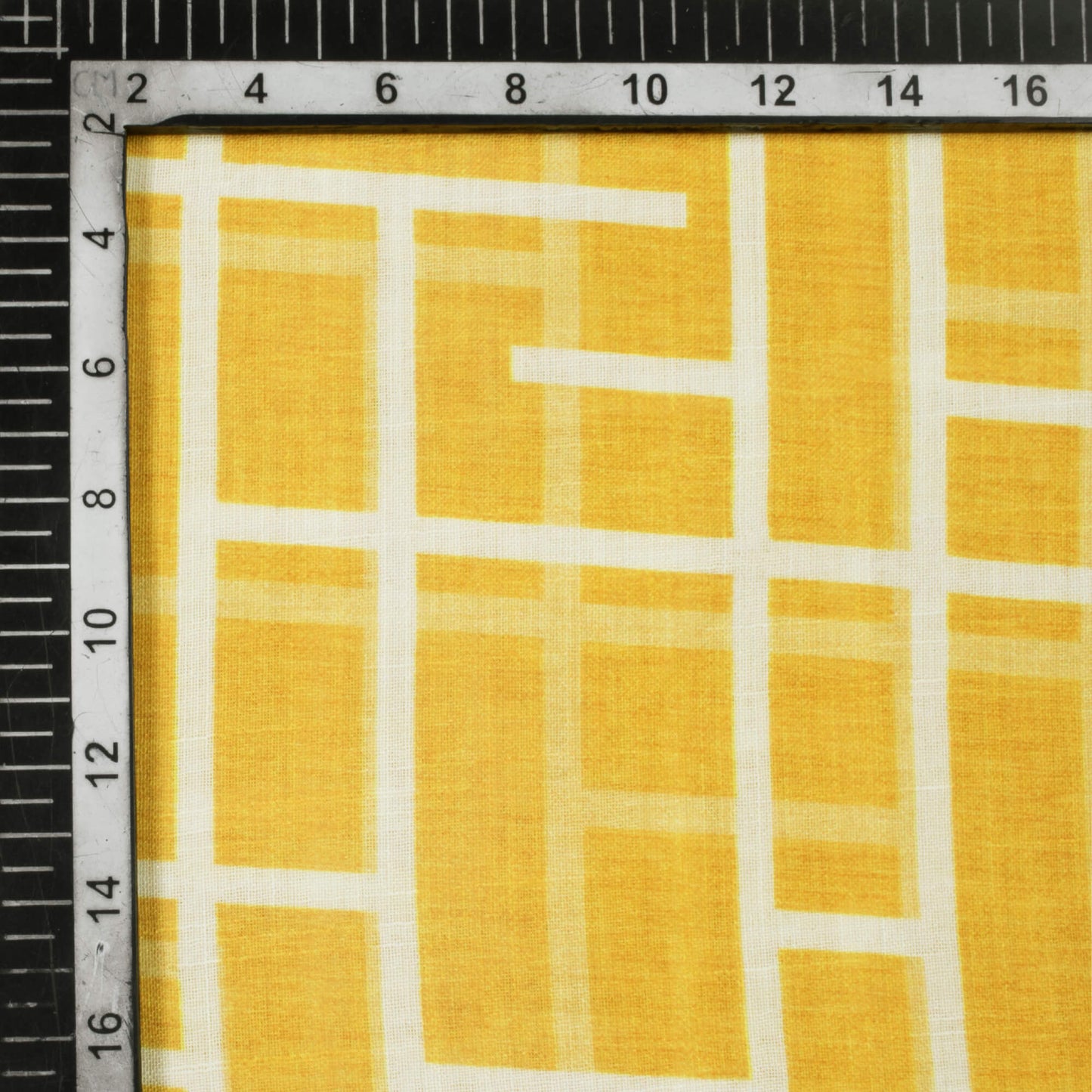 Honey Yellow And White Abstract Pattern Digital Print Cotton By Linen Fabric