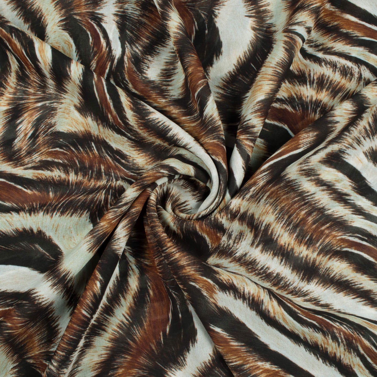 Black And Rust Orange Animal Pattern Digital Print Georgette Fabric